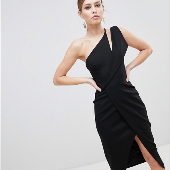 one shoulder wrap dress